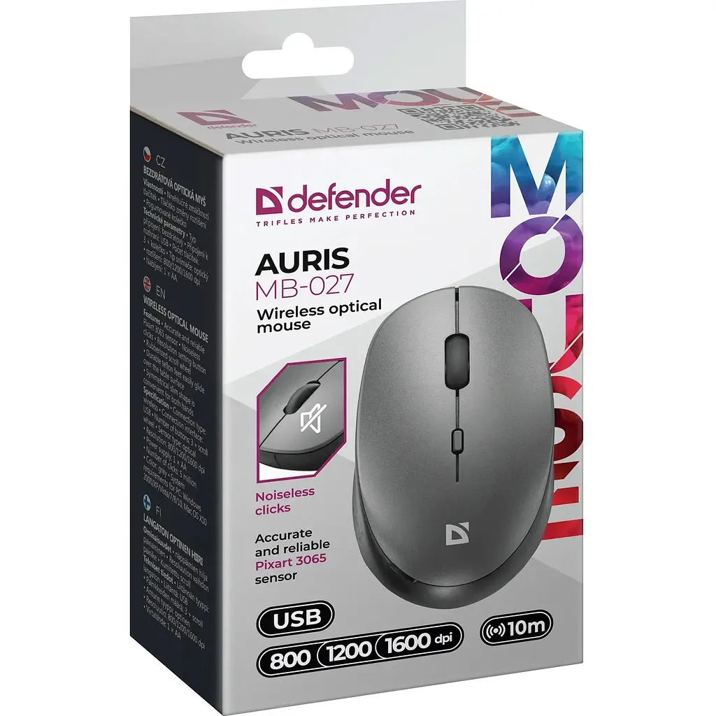 Миша Defender Auris MB-027 Grey (52029) [128110] - фото 5