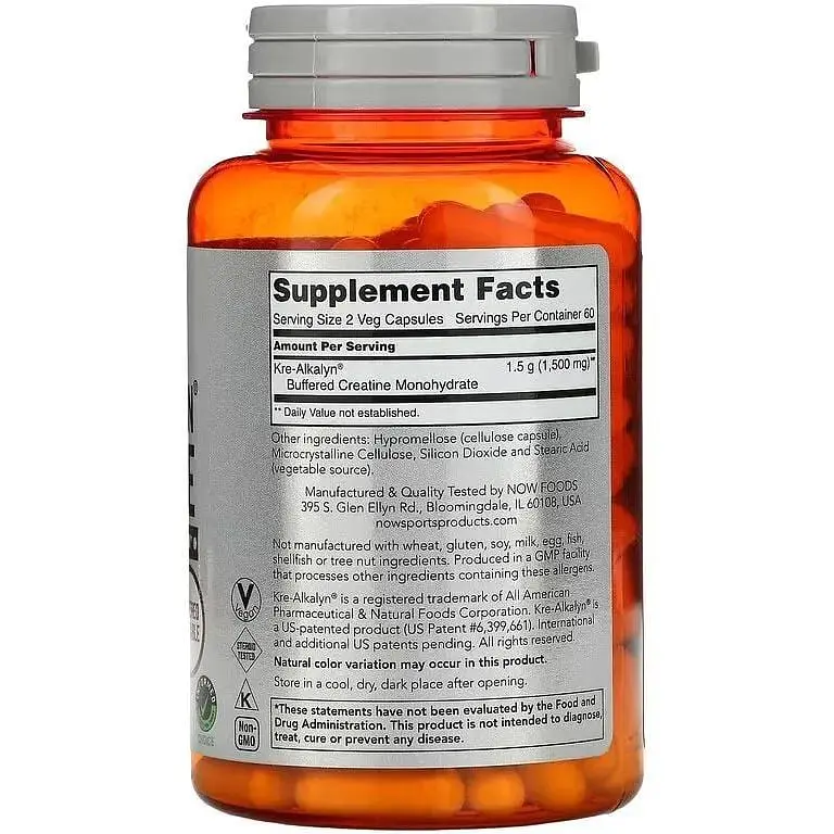 Креатин NOW Sports Kre-Alkalyn Creatine, 120 капсул - фото 2