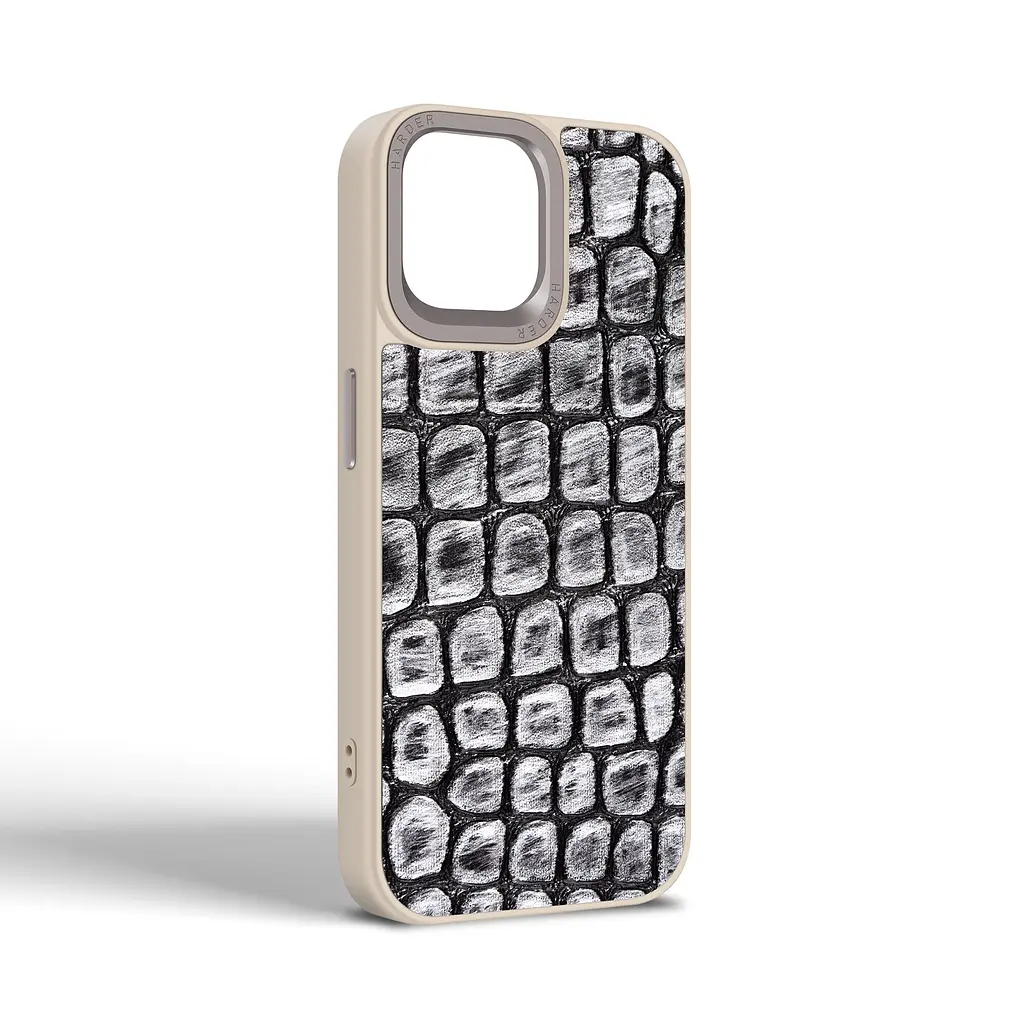Кожаный чехол для Apple iPhone 14, Harder Kaiju Skin, серый, термополіуретан ТПУ + экокожа с эффектом фактуры монстра, панель, защита корпуса, противоударный, микрофибра, рамка вокру камеры, защита всего корпуса, (ARM76856) - фото 2