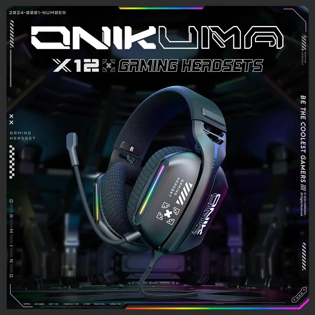 Навушники Onikuma геймерські дротові X-12 Pro з мікрофоном та RGB підсвіткою ігрова гарнітура для ПК - фото 2