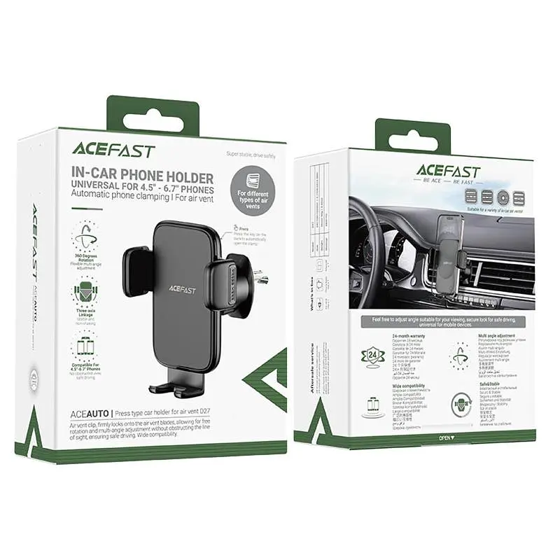 Автодержатель Acefast D27 Black - фото 2