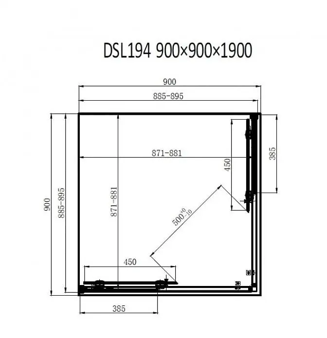 Душова кабіна Dusel DSL194B Black Matt 900x900x1900, Чорний матовий, Універсальна, прозрачний, Чорний матовий, 90x90 - фото 4