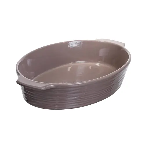 Форма для запікання овальна 36×22.5×7 (см) форма для духовки 2 літри Бежевий Yiwu S1286 - фото 3