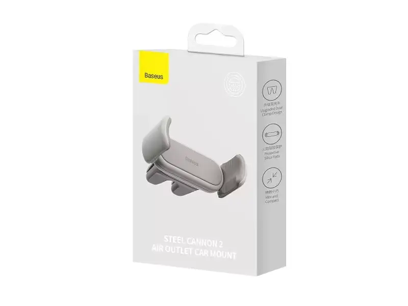 Автомобільний тримач BASEUS Steel Cannon 2 Air Outlet Car Mount Creamy/White (SUGP000002) - фото 4