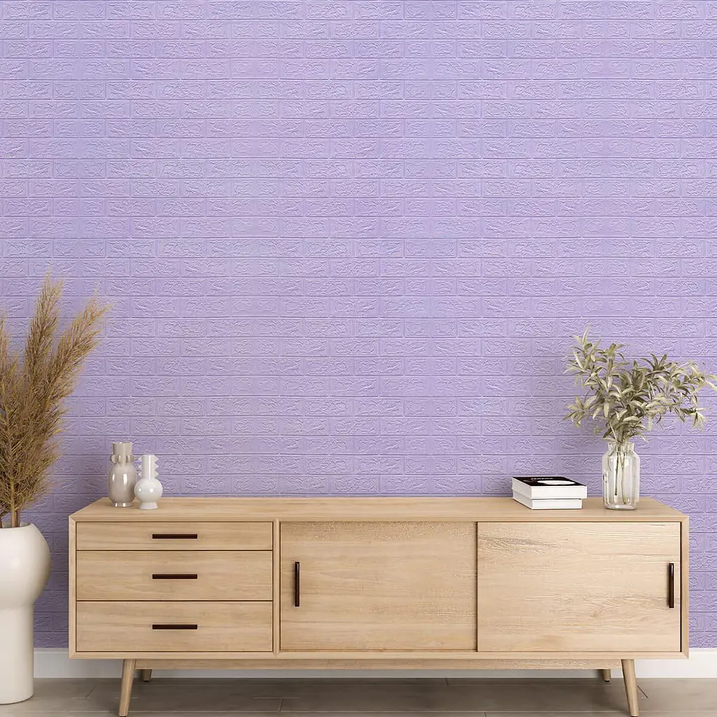 Самоклеюча 3D панель Sticker Wall 19600х700х3мм Світло-фіолетова Цегла SW-00001470 - фото 5