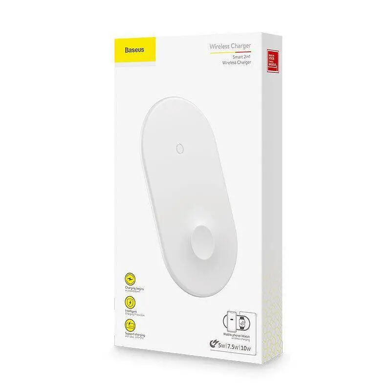 Бездротовий зарядний пристрій Baseus Smart 2 in 1 WX2IN1-02 White - фото 3