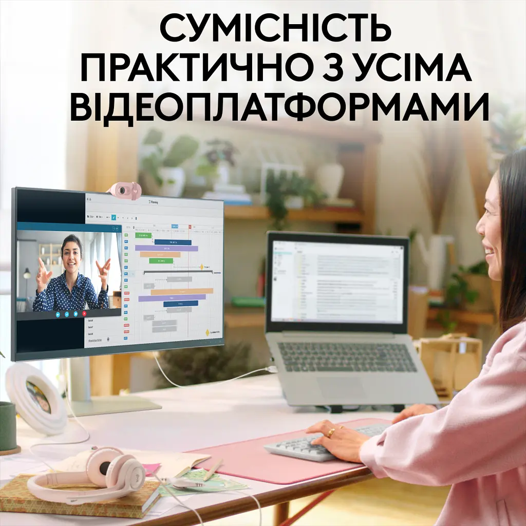 Веб-камера Logitech Brio 100 Full HD Rose (960-001623) - фото 7