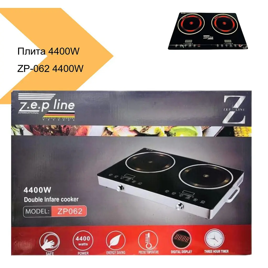 Електрична інфрачервона плита ZP-062 4400W, чорного кольору, бренд XPRO (43338-ZP-062_2173) - фото 2