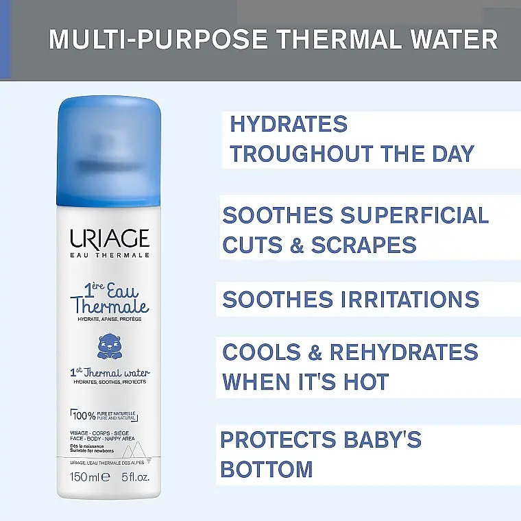 Термальна вода Uriage Bebe 1st Thermal Water для ніжної дитячої шкіри 150 мл - фото 4