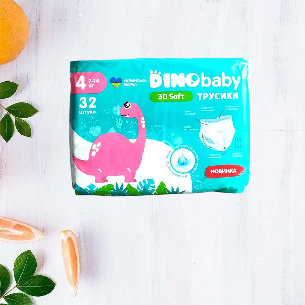 Підгузки-трусики DinoBaby 3D Soft 4 7-14кг 32шт