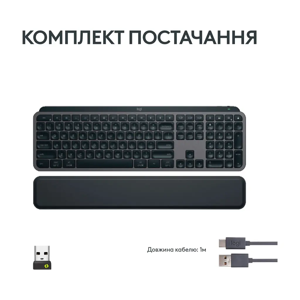 Клавіатура Logitech MX Keys S Plus Palmrest Wireless UA Graphite (920-011589) - фото 10
