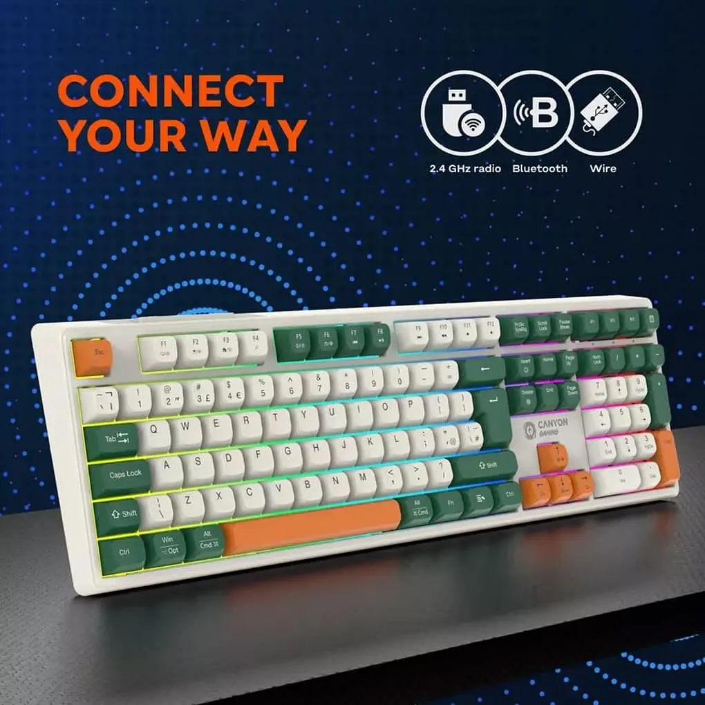 Клавіатура Canyon keyboard Shadder GKW-11 Mech RGB UK/US Wireless White (CND-SKBW11) - фото 7