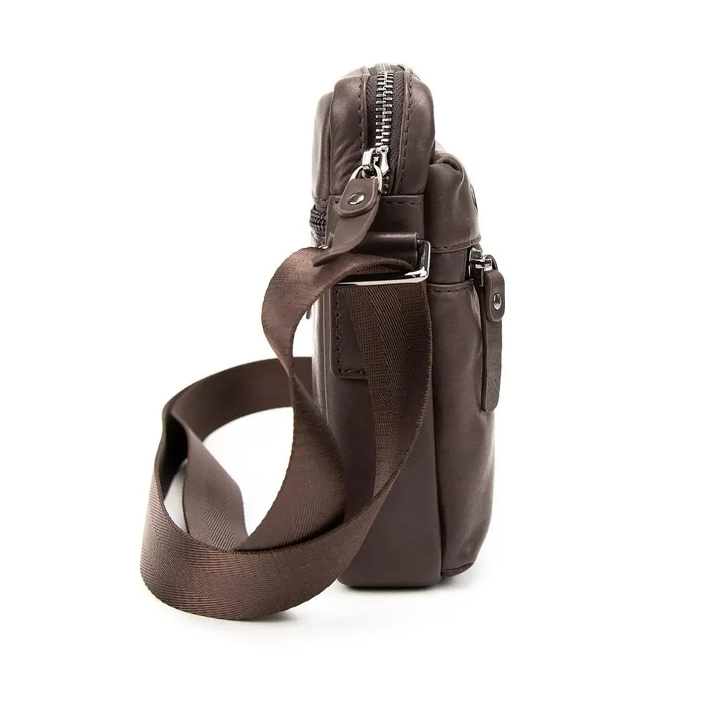 Месенджер в гладкій шкірі коричневий Tiding Bag 8718C коричневий - фото 3