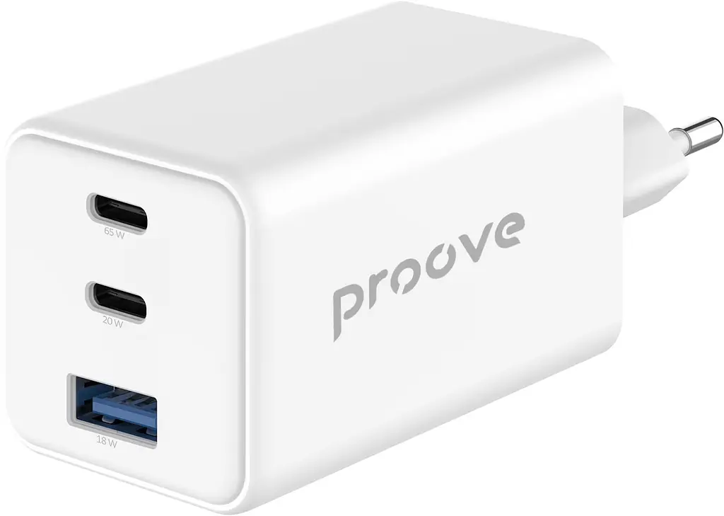 Зарядний пристрій блоків Proove Pocket GaN 65W 3 порти USB-A + 2USB-C білий (WCPG65121202) - фото 3