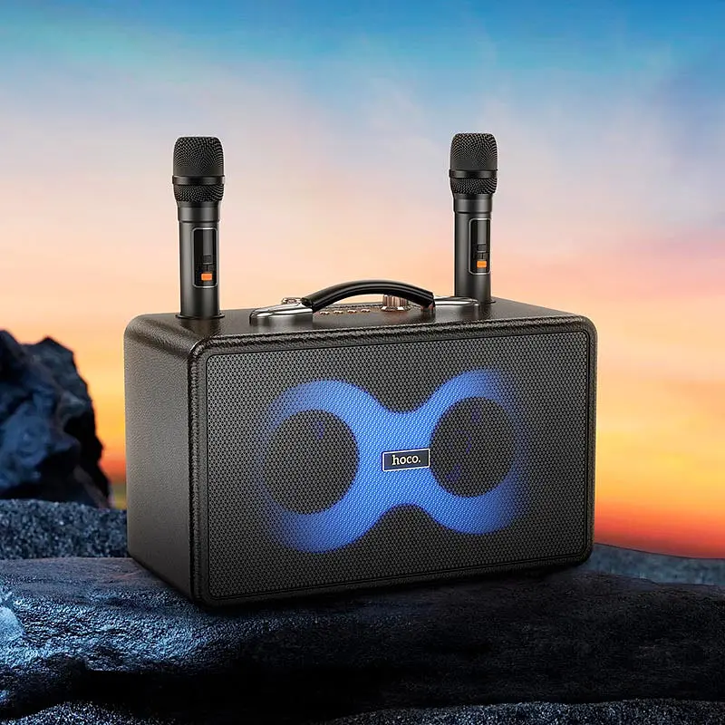 Bluetooth колонка Hoco HA8 Ave outdoor + два мікрофона Black - фото 6