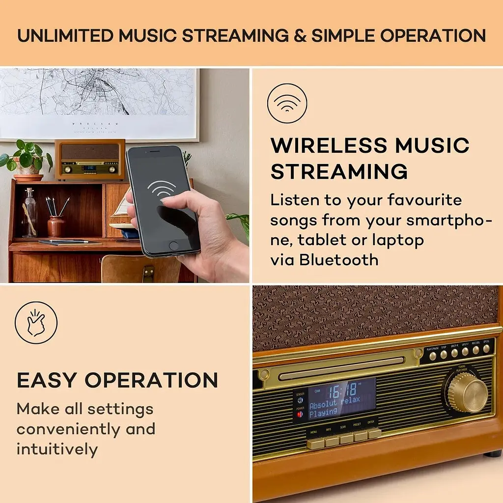 Акустична ретро стереосистема Auna Belle Epoque 1906 DAB (10040014) - фото 3