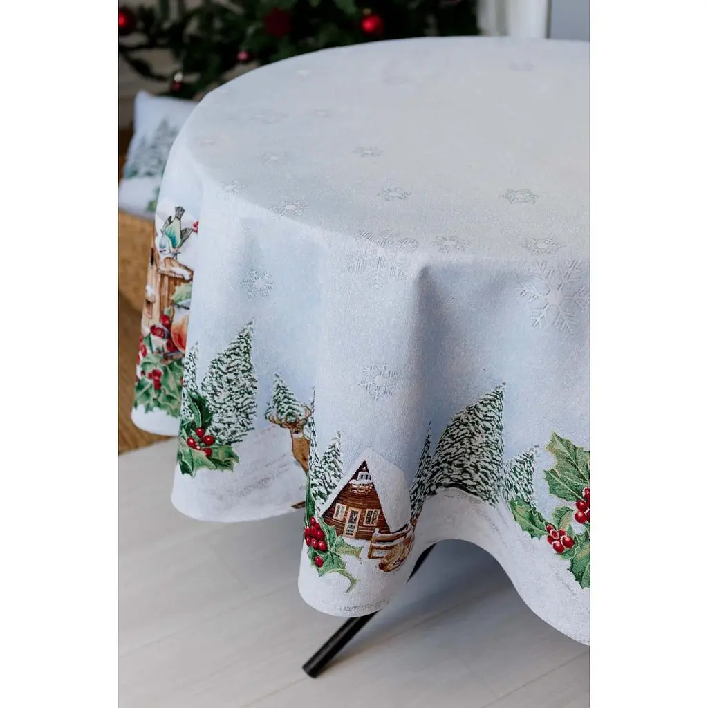 Скатертина гобеленова Прованс Squirrel з люрексом 136 см (41761) - фото 5