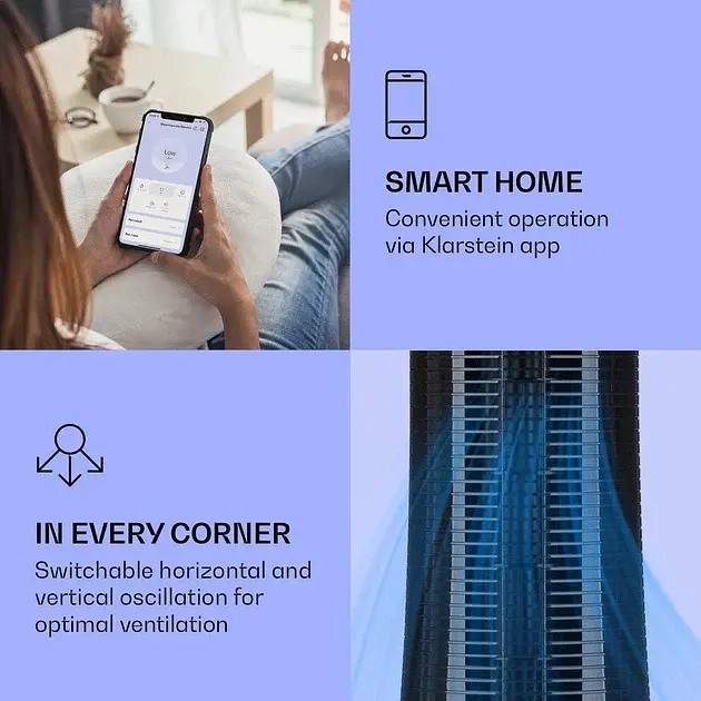 Охолоджувач повітря Klarstein Skyscraper Ice 4-в-1 Чорний розумний Wi-Fi (10040205) Б/в - фото 4