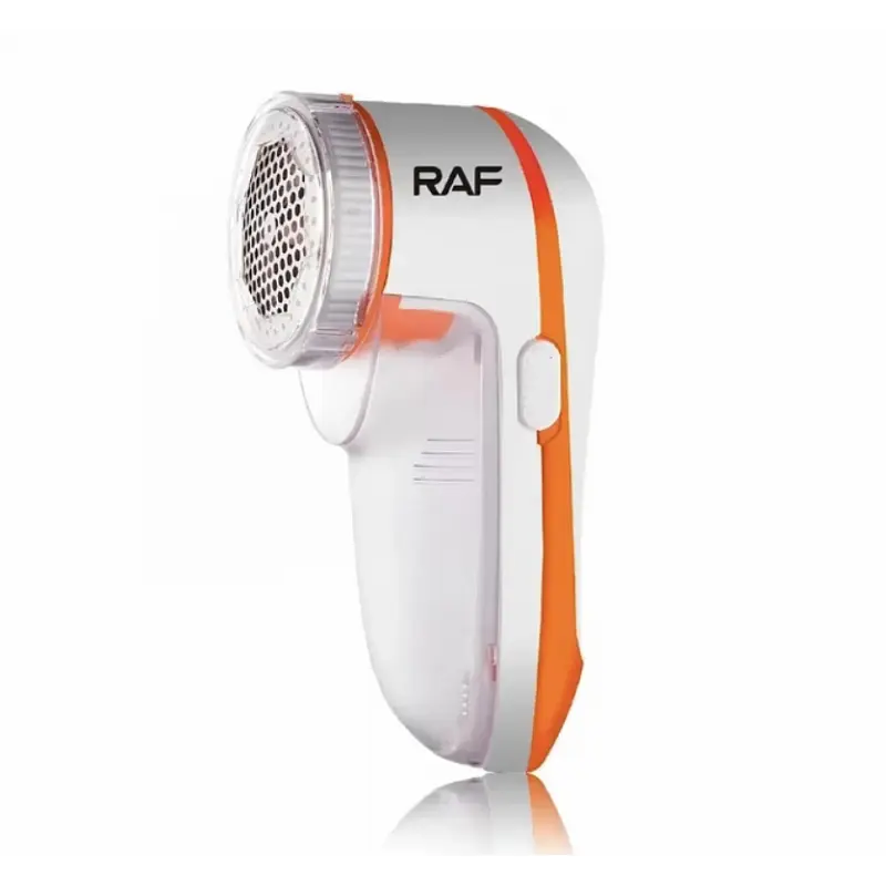 Акумуляторна машинка для видалення катишків із 3 ножами 45 мм Lint Remover RAF R.4100 прилад для зняття ковтунців з одягу та насадкою для чищення меблів з знімним резервуаром Білий з помаранчевим