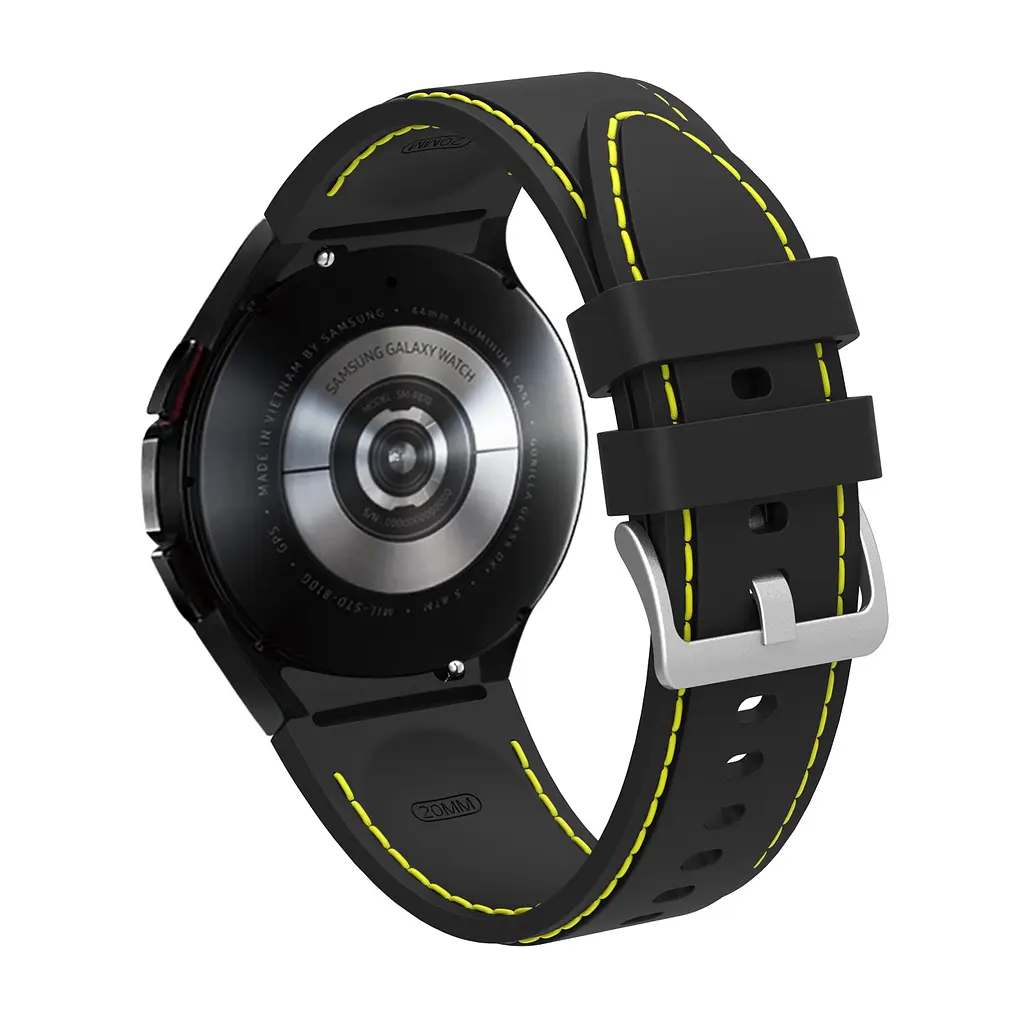 Ремешок для Samsung Galaxy Watch 6 40mm 6 44mm - черно-желтый ширина крепления 20мм силикон Watchbands RLine (W45-1WB94773942) - фото 3