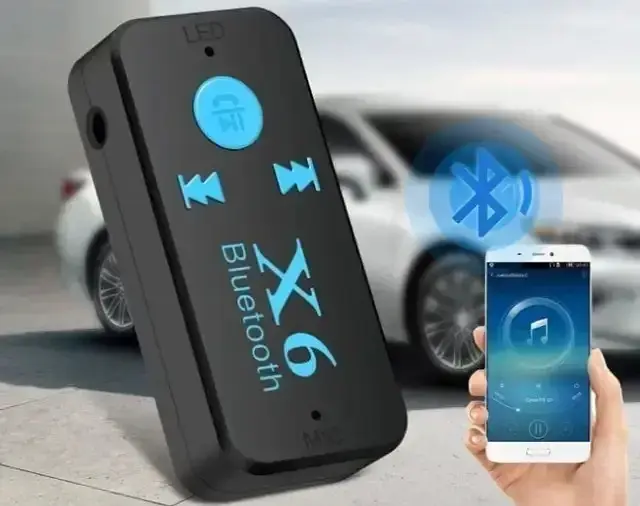 Bluetooth-адаптер ресивер AUX X6 з мікрофоном та TF-картою для автомобіля та аудіосистем - фото 5