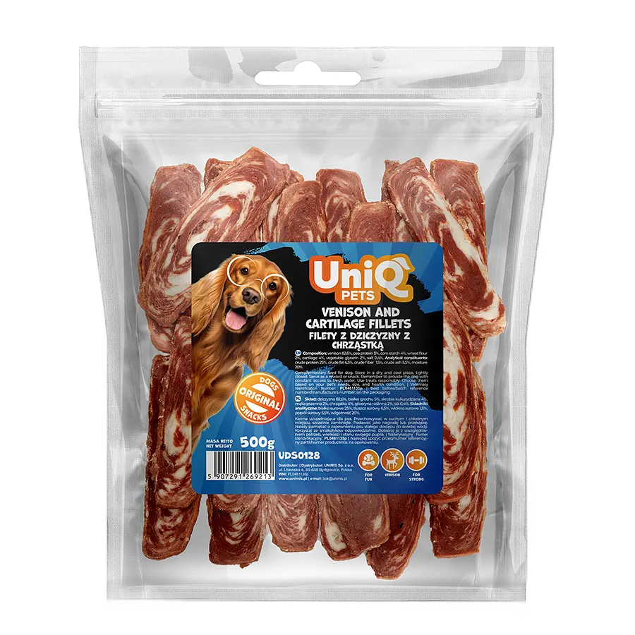 Ласощі для собак UniQ PETS Філе оленини з хрящами, 500 г - фото 4