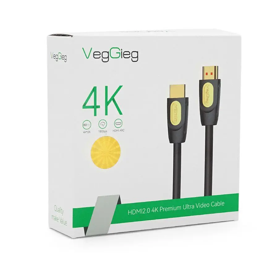 Кабель HDMI 4K UHD ARC v2.0, VEGGIEG HA5-4K, 5m, v2.0, OD-4.0mm, круглий - фото 3