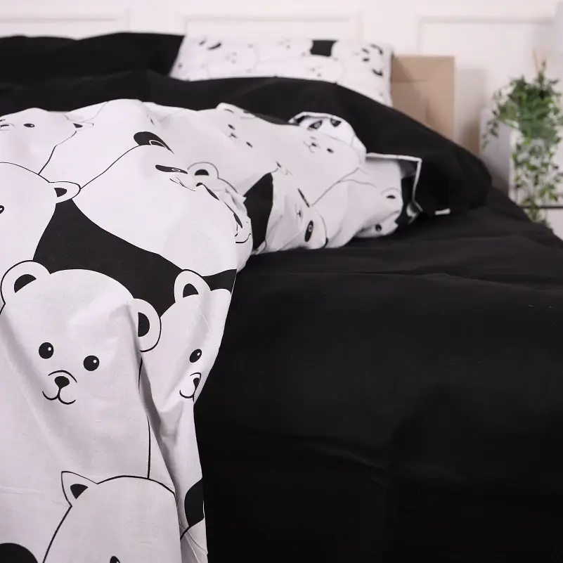 Наволочка MirSon Бязь 17-4849 White bear 50х70 см черно-белая (2200009583865) - фото 4