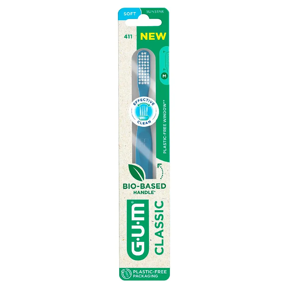 Зубна щітка GUM Classic Bio-Based Handle повна м'яка синя - фото 8