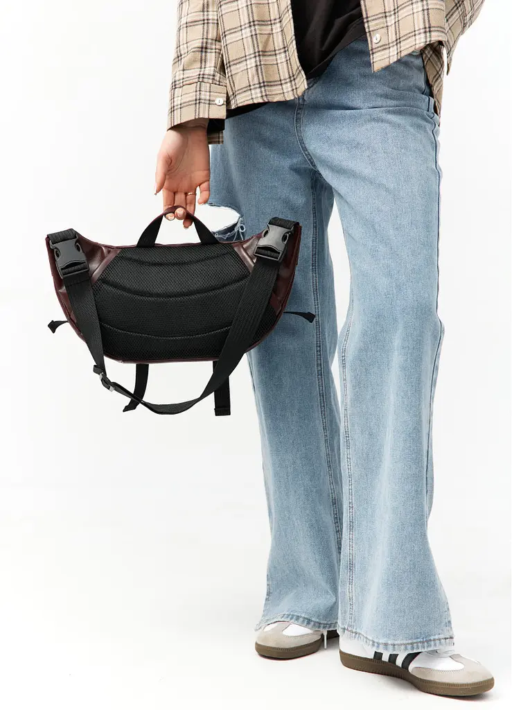 Велика жіноча поясна сумка бананка Sambag DynamicDart марсала 38 × 21 × 7 см (80411120) - фото 6