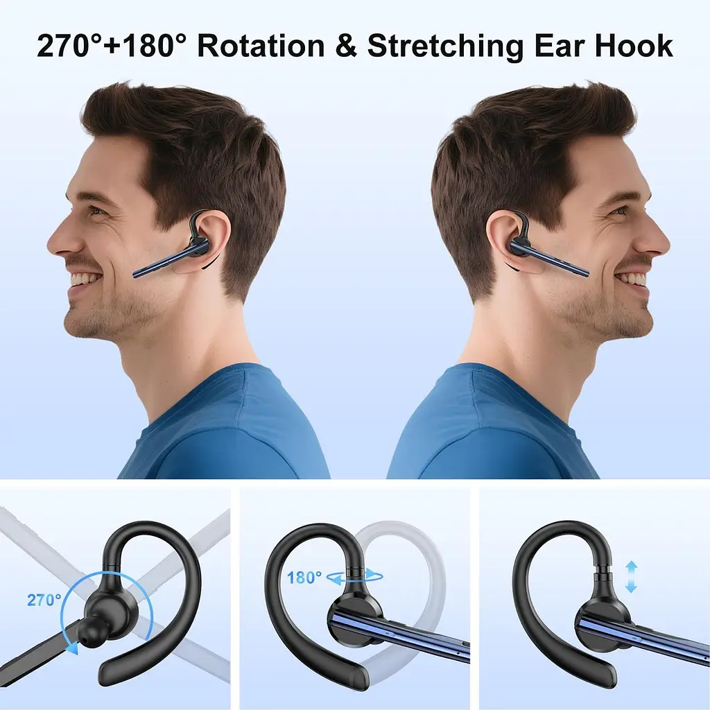 Професійна Bluetooth-гарнітура New Bee M54 чорний - фото 7