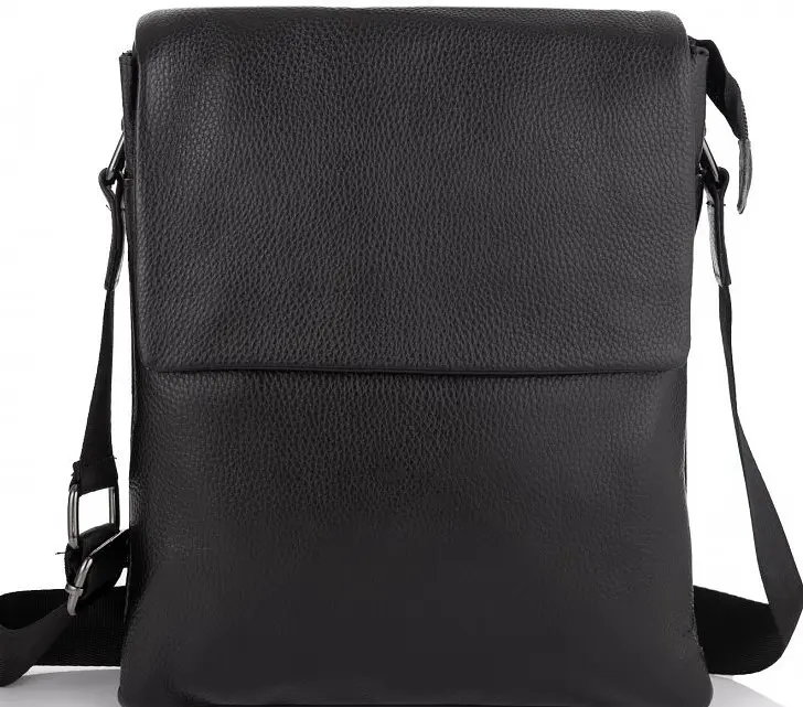 Шкіряний чоловічий месенджер чорний TIDING BAG sum0028692 - фото 2