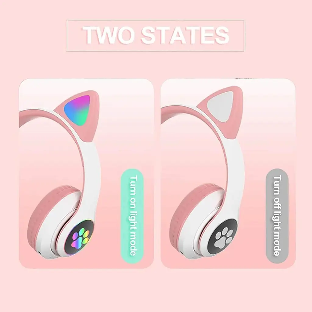 Бездротові навушники STN-28 з котячими вушками, Bluetooth, AUX, TF - фото 2