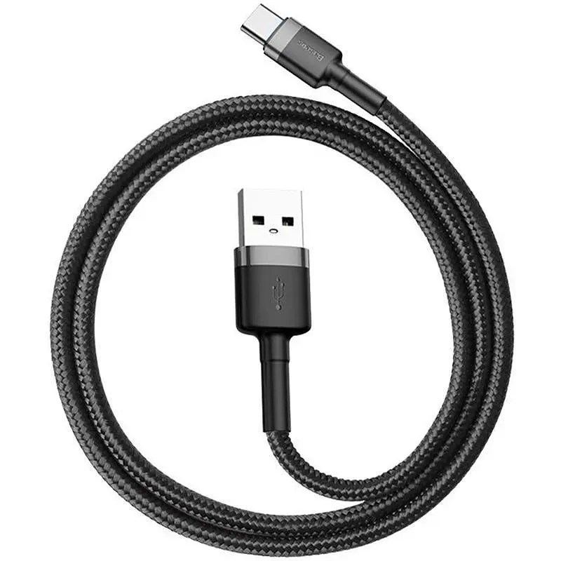 Кабель Baseus Cafule Cable USB to Type-C 3A 0.5m CATKLF-AG1 Black-Grey - фото 4