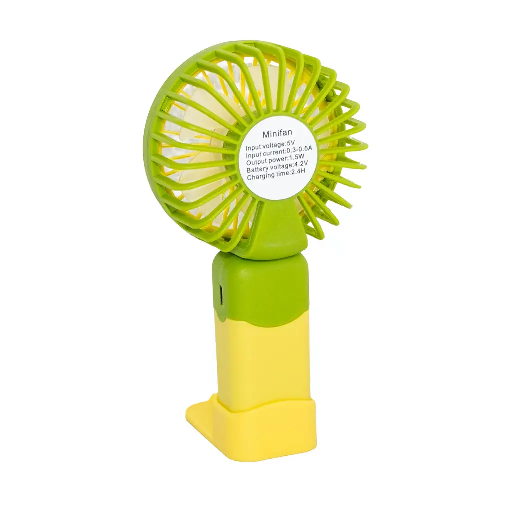 Вентилятор портативный Handheld Fan JX-991 зелёно-жёлтый, ручной мини вентилятор на аккумуляторе беспроводной - фото 4
