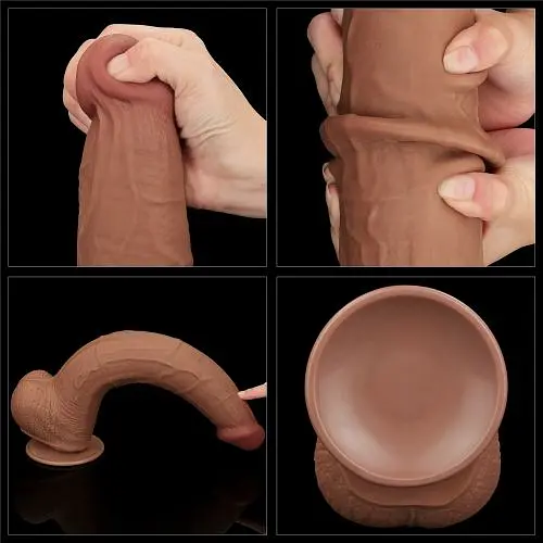 Реалістичний фалоімітатор LoveToy Sliding-Skin Dual Layer Dong, 34 см - фото 4