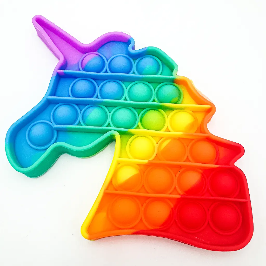 Сенсорна іграшка антистрес силіконова нескінченна пухирця поп іт UKC Pop It Fidget єдиноріг веселка