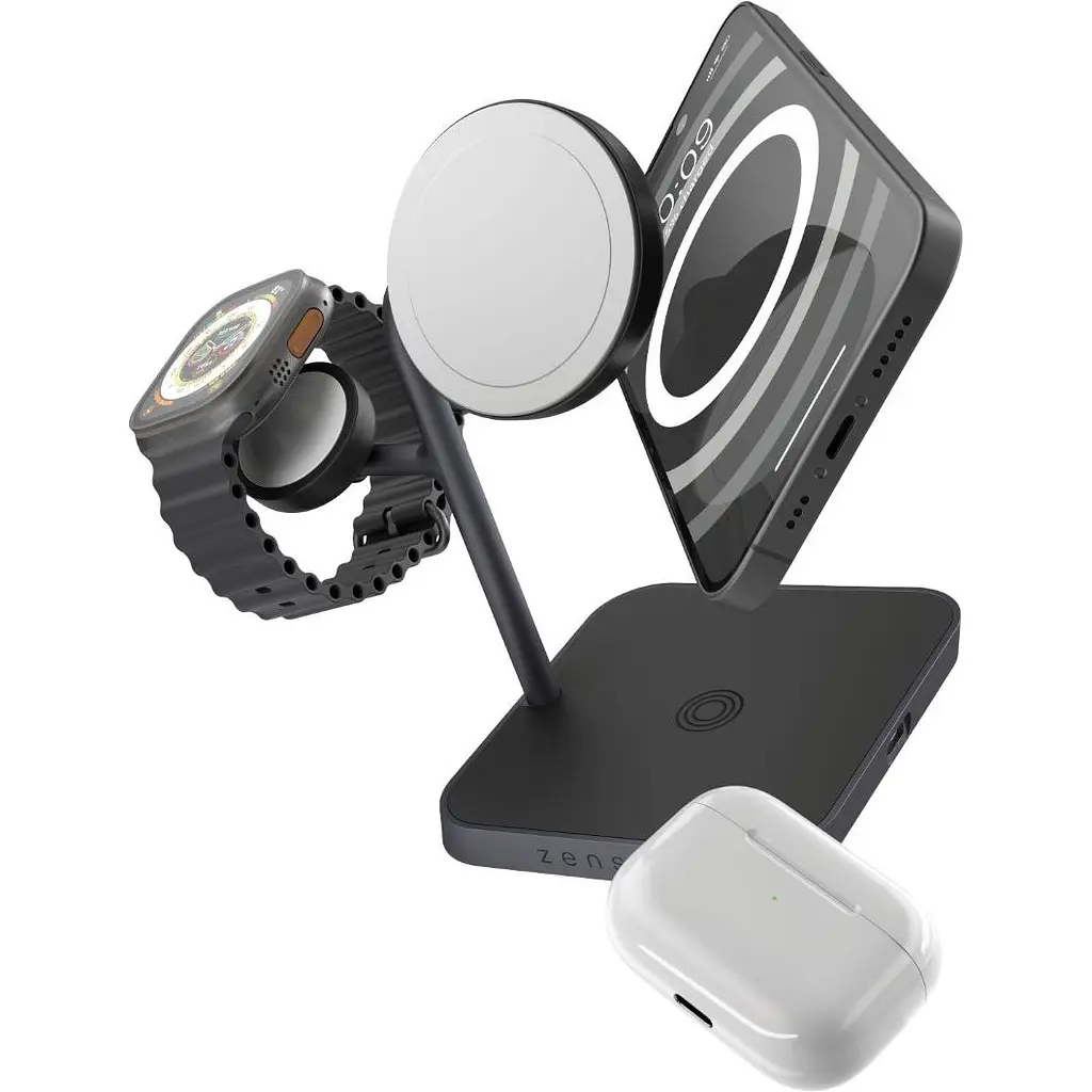 Беспроводное зарядное устройство Zens 4 in 1 MagSafe + Watch Wireless Charging Station Black (ZEAPDC01/00) - фото 2