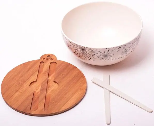 Миска Kamille из бамбукового волокна с бамбуковой крышкой и приборами Ø24,5х11,5 см kuh0007429 - фото 5