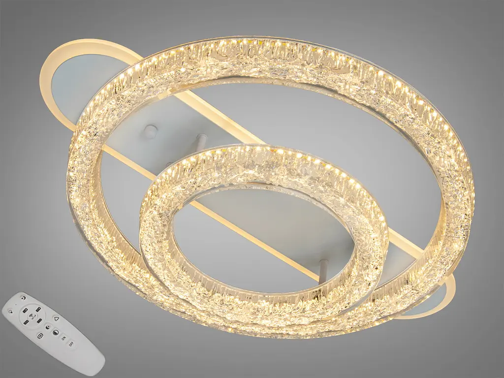 Стельова LED-люстра Diasha 9711/500+300WH, кришталь, димер, пульт, 80 W, 62 см, 13-20m2 - фото 2