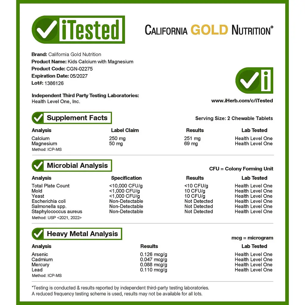 Кальцій та Магній для дітей California Gold Nutrition Chewable Calcium with Magnesium For Children смак торта 90 жувальних таблеток - фото 4