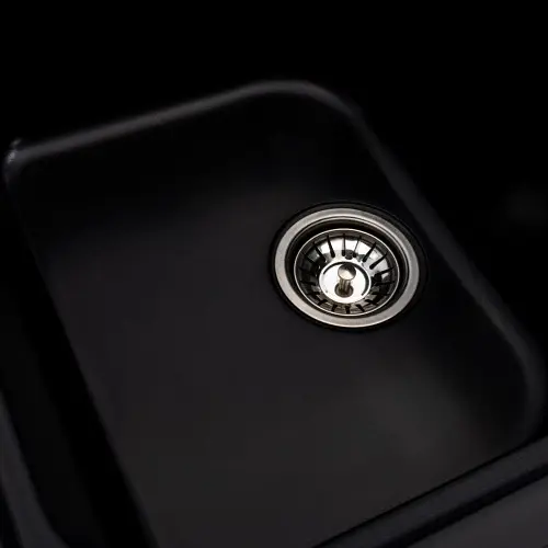 Кухонная мойка Platinum 7950 Equatoria гранитная глянцевая с креплением 79x50 см черная (000035799) - фото 4