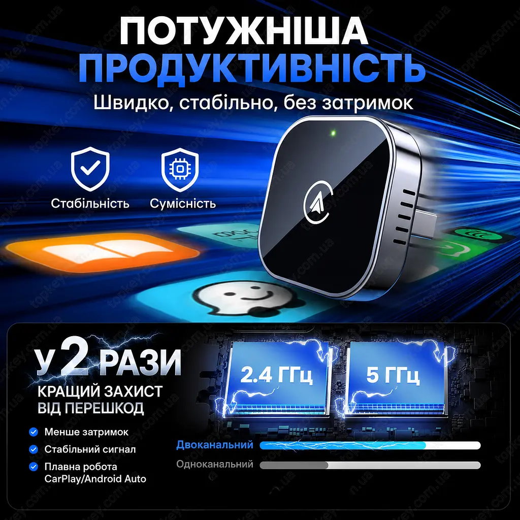 Бездротовий CarPlay адаптер Android Auto для авто Apple CarPlay бездротовий адаптер карплей для авто безпровідний карплей - фото 5