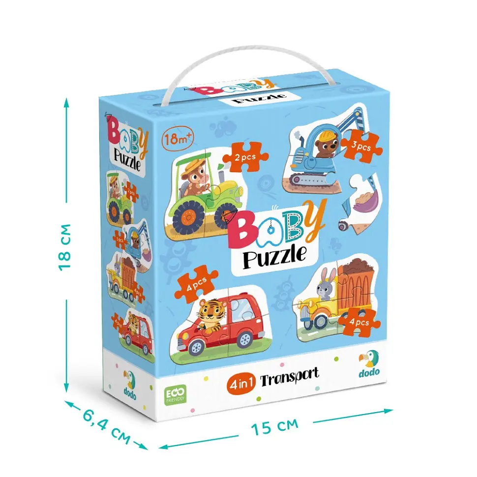 Дитячий пазл 4 в 1 "Baby puzzle. Транспорт" DoDo Toys 300685 набір 4 в 1 - фото 5