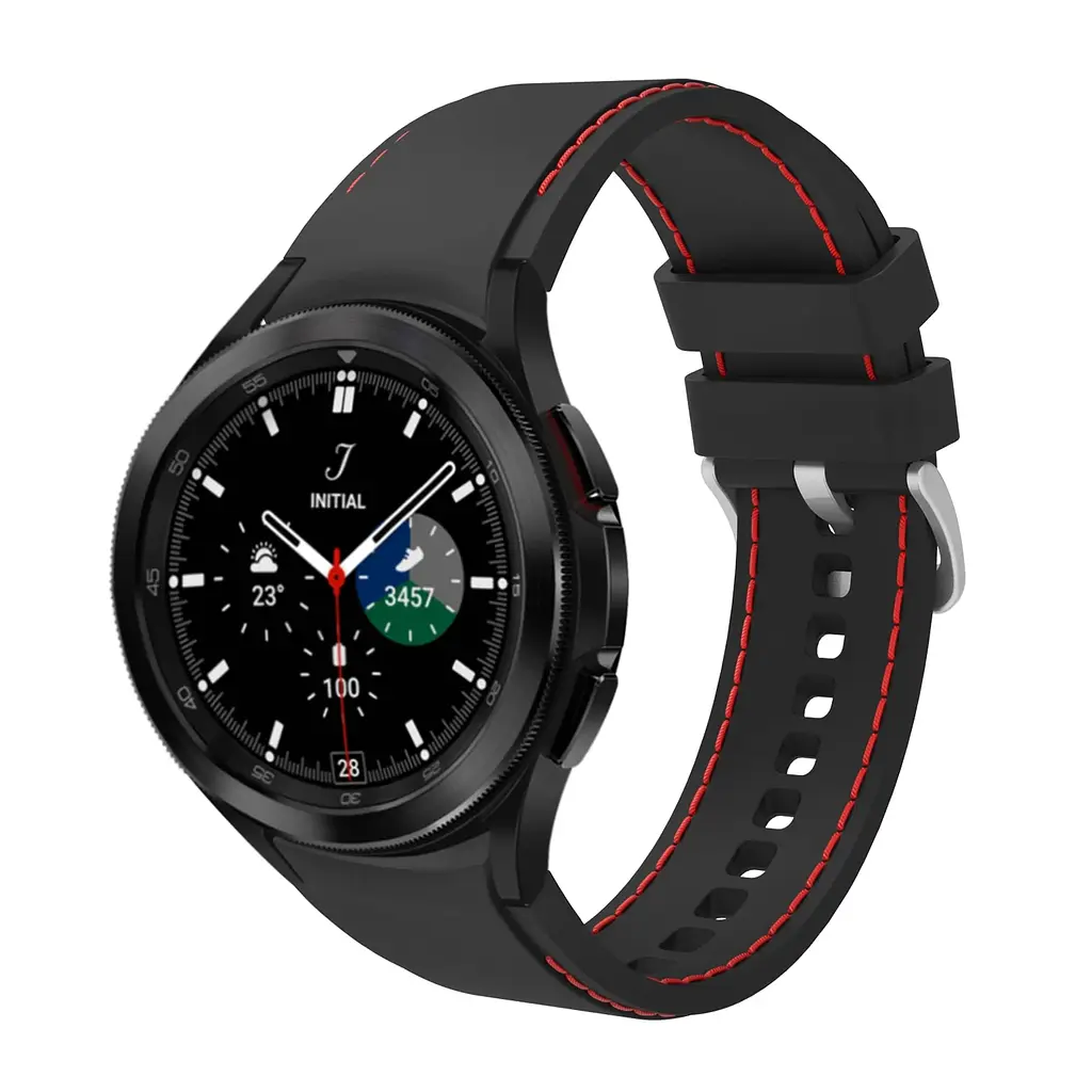 Браслет RLine для Samsung Galaxy Watch 4 - черно-красный ширина крепления 20мм силикон Watchbands (W44-0WB16551503) - фото 2