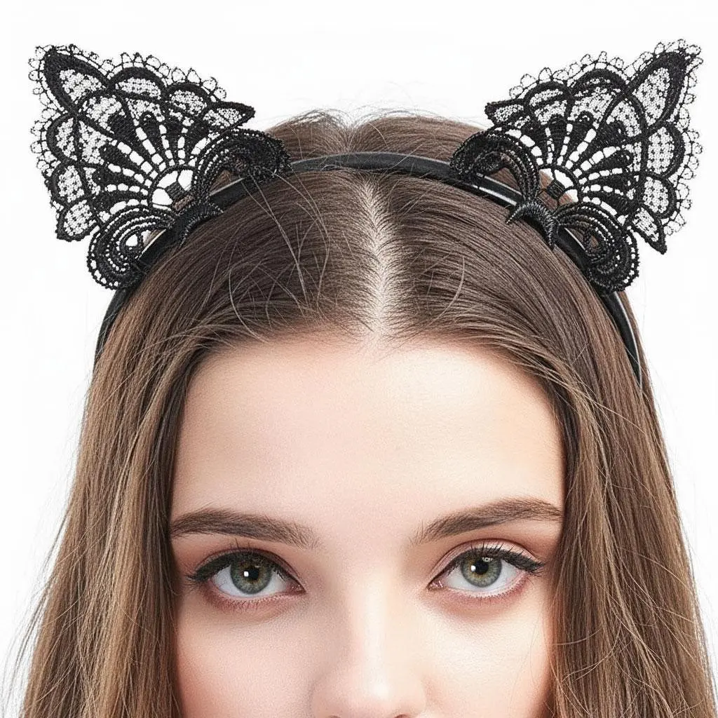 Обруч с кошачьими ушками черный (K000429) - фото 3