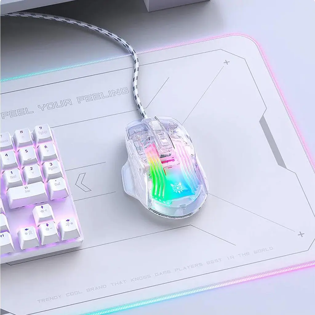 Компьютерная мышка Onikuma игровая проводная для ПК C93 RGB подсветка 12800 DPI для ноутбука прозрачный корпус - фото 8