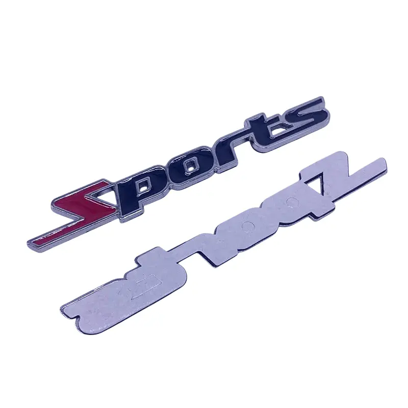 Емблема напис SPORTS 138х22 мм Чорна+Червоний на скотчі метал (Завод) - фото 2