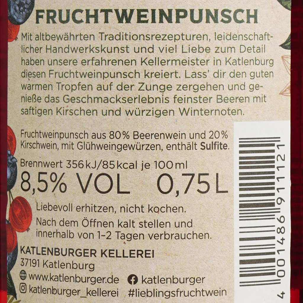 Напій винний Katlenburger Punch, 8,5%, 0,75 л (917066) - фото 6