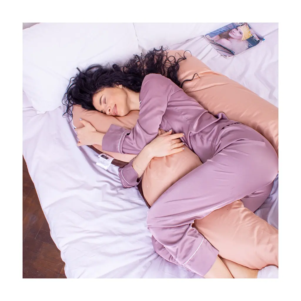 Подушка MirSon для вагітних і відпочинку Delicate Satin №8028 U-подібна Cappuccino (2200006178668) - фото 5